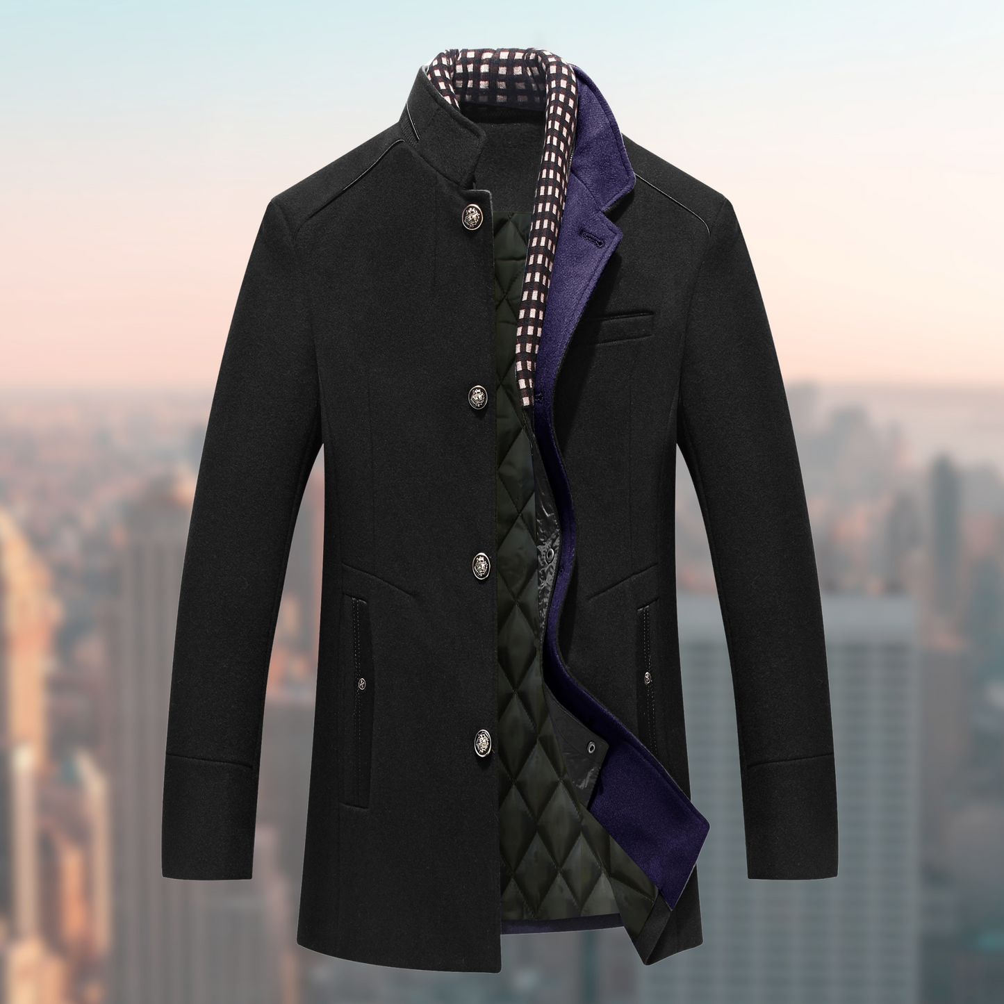 Hugo Men's Long Wool Coat | Windproof, Timeless Style 3