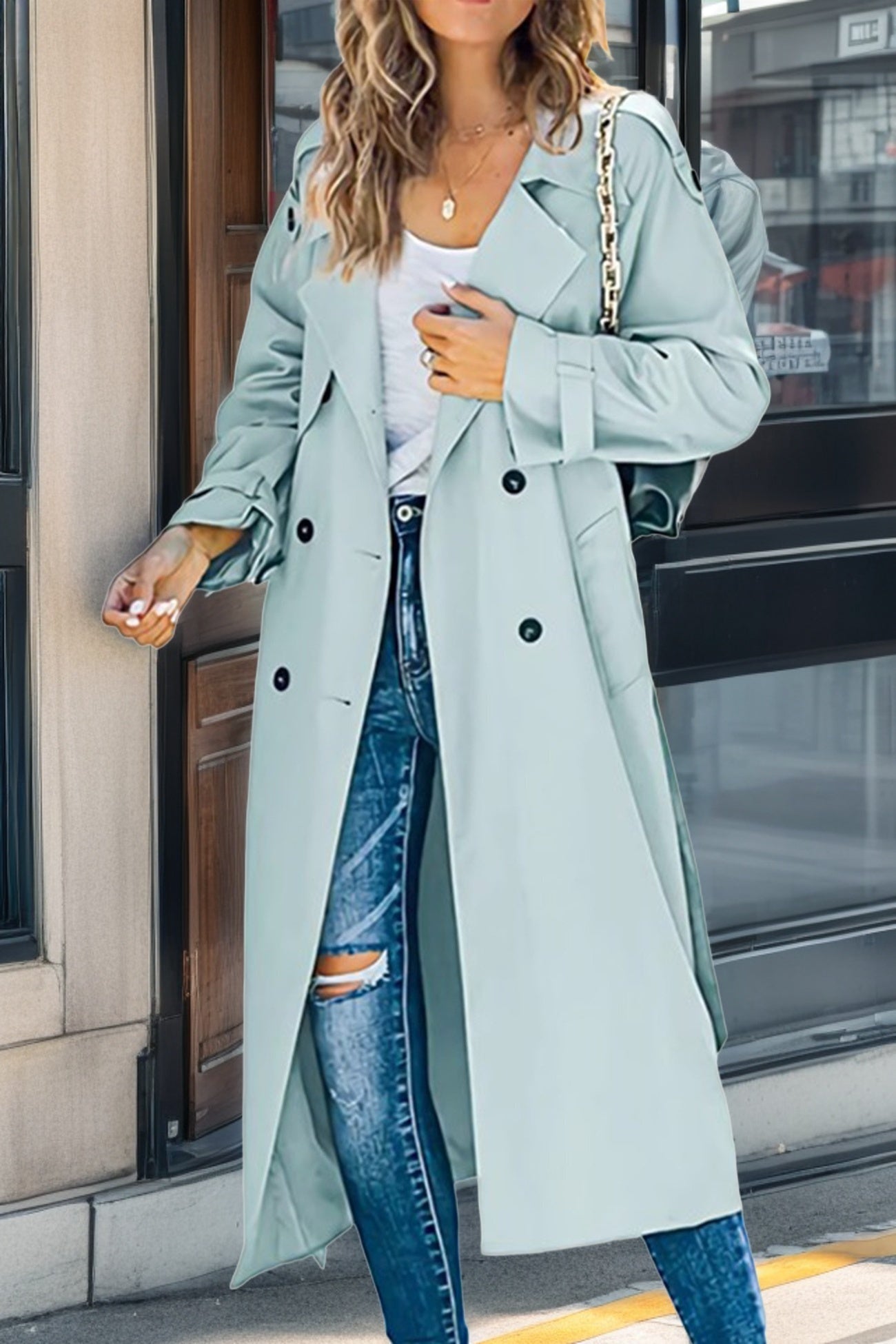 Iris Ladies Trench Coat | Breathable Polyester, Double-Breasted Black