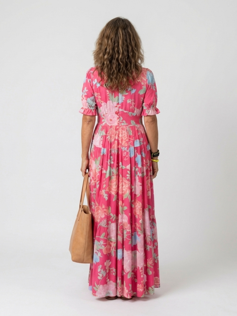 Ivy Women's Midi Dress | Soft V Neck, Floral Design, Lightweight 2
