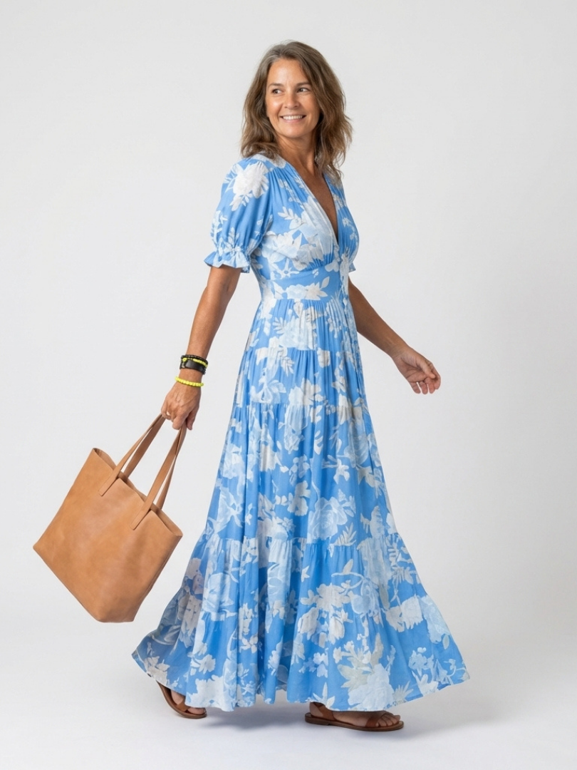Ivy Women's Midi Dress | Soft V Neck, Floral Design, Lightweight 3