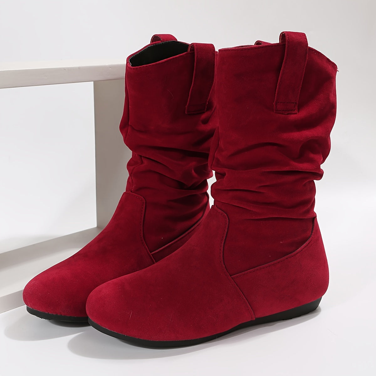 Jacy Ladies Ankle Boots | Soft Black Suede with Pleat Details