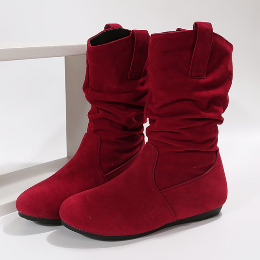 Jacy Ladies Ankle Boots | Soft Black Suede with Pleat Details