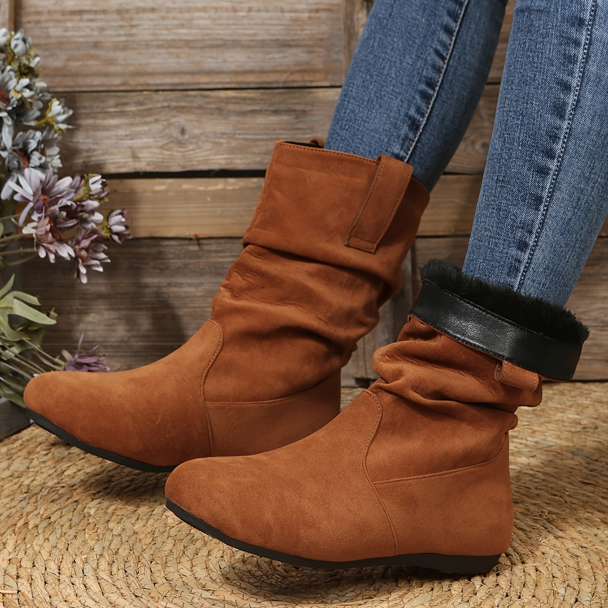 Jacy Ladies Ankle Boots | Soft Black Suede with Pleat Details