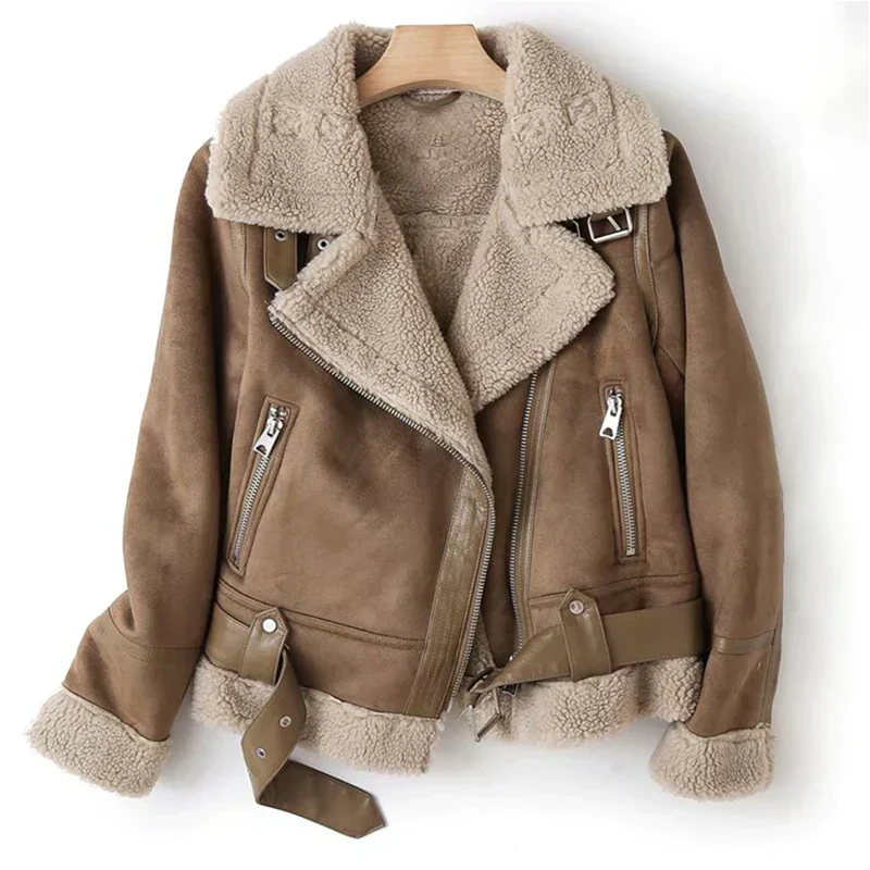 Jade Ladies Leather Jacket | Black Leather with Sherpa Lining, Rugged and Elegant