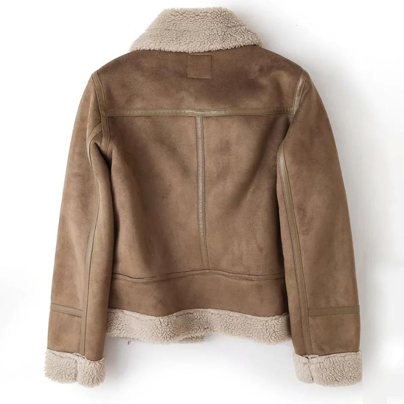 Jade Ladies Leather Jacket | Black Leather with Sherpa Lining, Rugged and Elegant