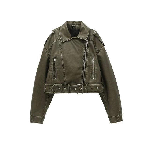 Jara Women's Biker Jacket | Oversized Vintage, Cropped Fit 0