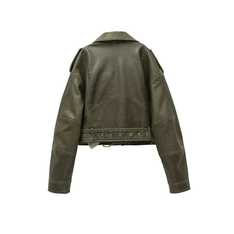 Jara Women's Biker Jacket | Oversized Vintage, Cropped Fit 3