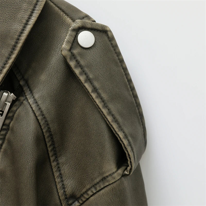 Jara Women's Biker Jacket | Oversized Vintage, Cropped Fit 4