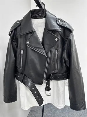 Jara Women's Biker Jacket | Oversized Vintage, Cropped Fit 6
