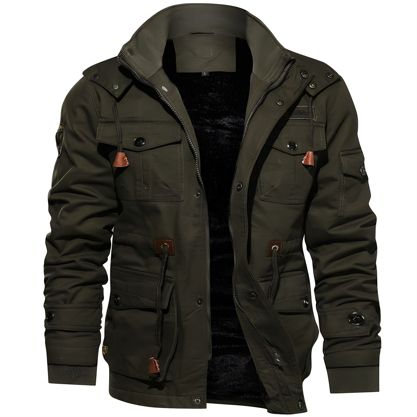 Jay Men's Military Jacket | Fleece-Lined, Multi-Pocket Winter Coat 0