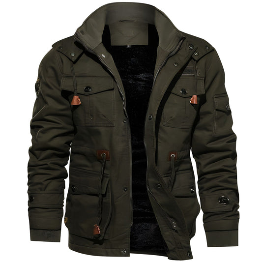 Jay Men's Military Jacket | Fleece-Lined, Multi-Pocket Winter Coat 0