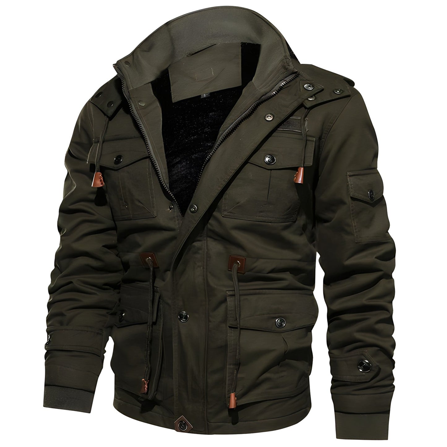Jay Men's Military Jacket | Fleece-Lined, Multi-Pocket Winter Coat 1