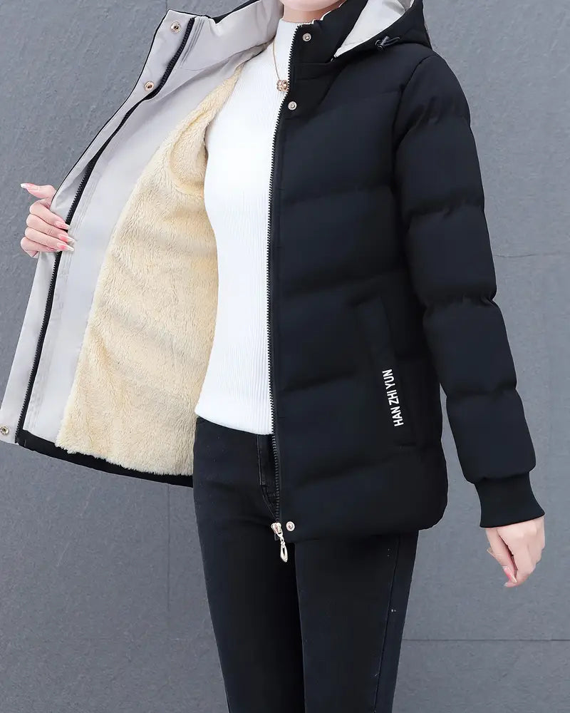 Kara Ladies Coat Winter | Warm with Hood, Casual Long Ladies Coat