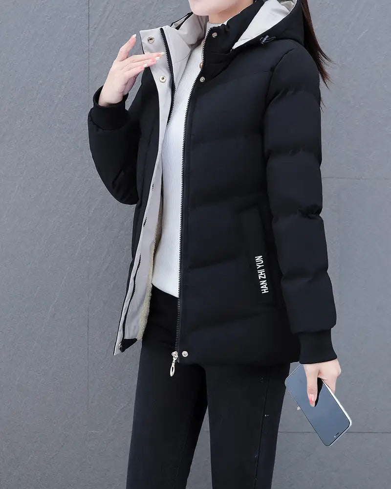 Kara Ladies Coat Winter | Warm with Hood, Casual Long Ladies Coat