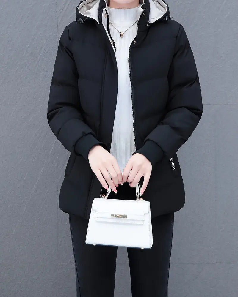 Kara Ladies Coat Winter | Warm with Hood, Casual Long Ladies Coat