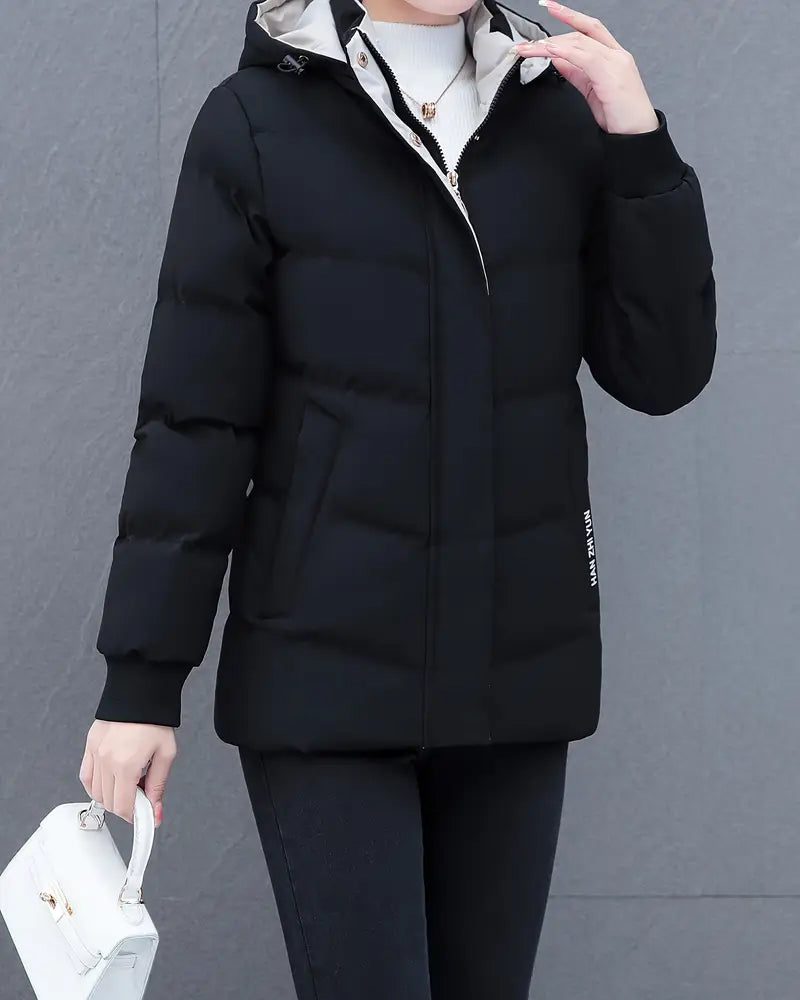 Kara Ladies Coat Winter | Warm with Hood, Casual Long Ladies Coat