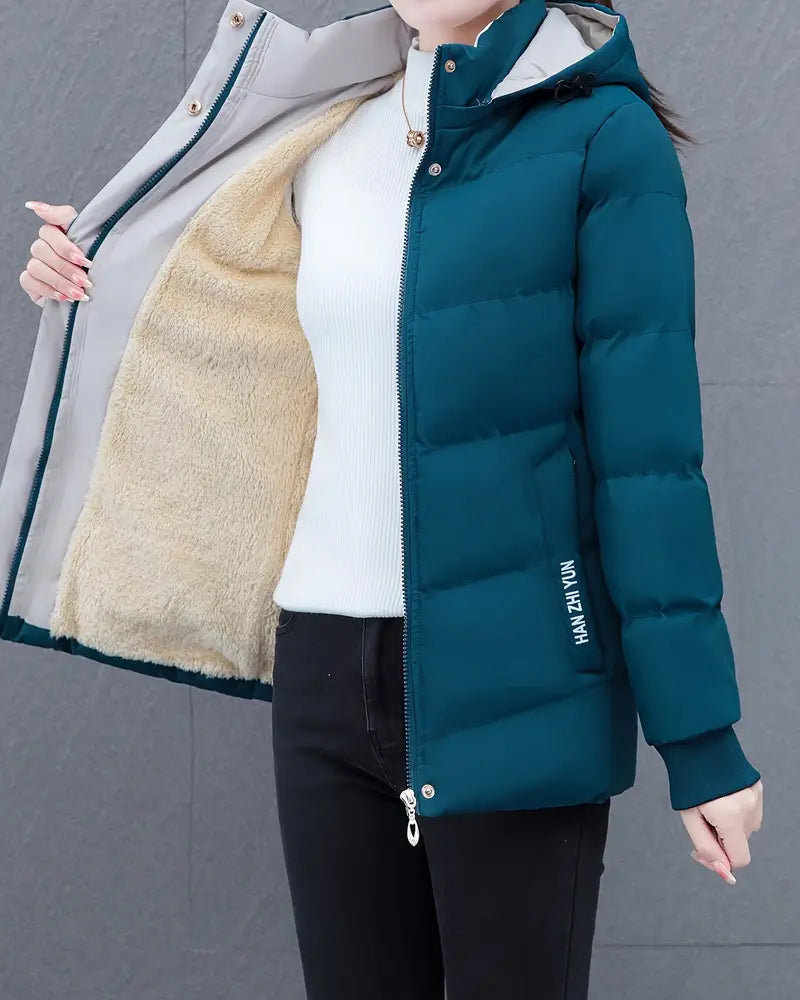 Kara Ladies Coat Winter | Warm with Hood, Casual Long Ladies Coat