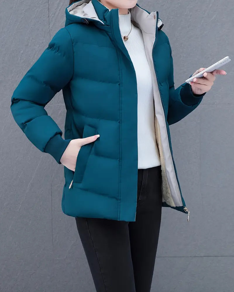 Kara Ladies Coat Winter | Warm with Hood, Casual Long Ladies Coat