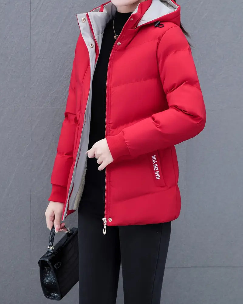 Kara Ladies Coat Winter | Warm with Hood, Casual Long Ladies Coat