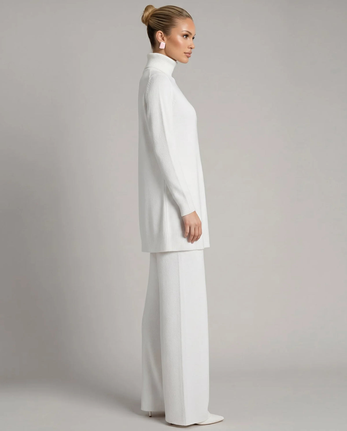 Kara Women's Knit Two-Piece Set | Turtleneck Top and Wide Leg Trousers 5