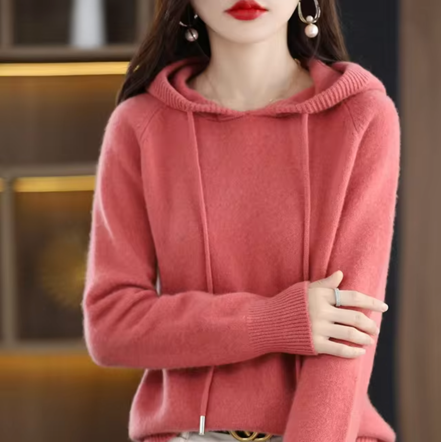 Kara Women's Knitted Hoodie | Soft Knit Fabric, Cozy 4