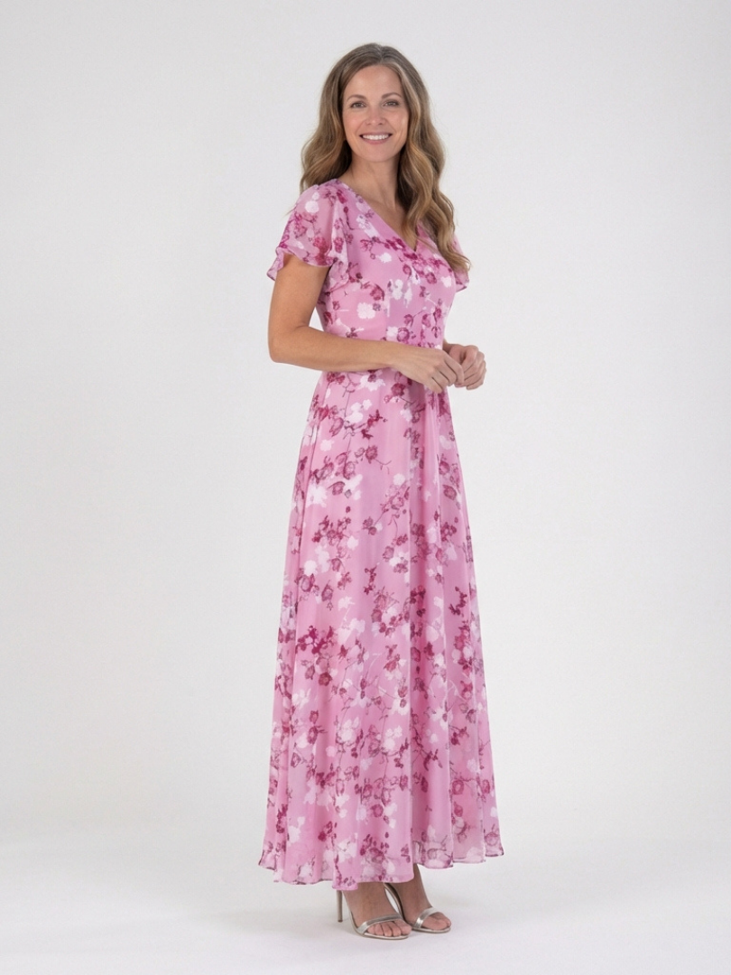 Kara Women's Maxi Dress | Lightweight Chiffon, Floral Design 5