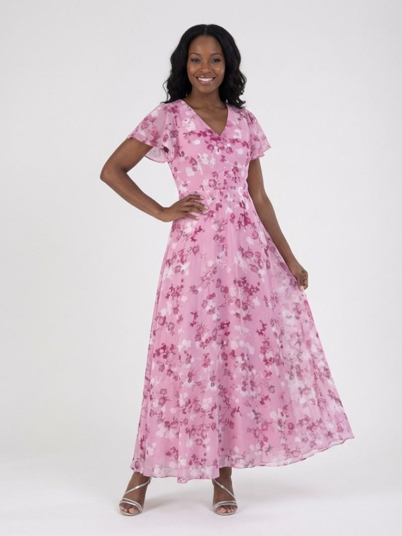 Kara Women's Maxi Dress | Lightweight Chiffon, Floral Design 6