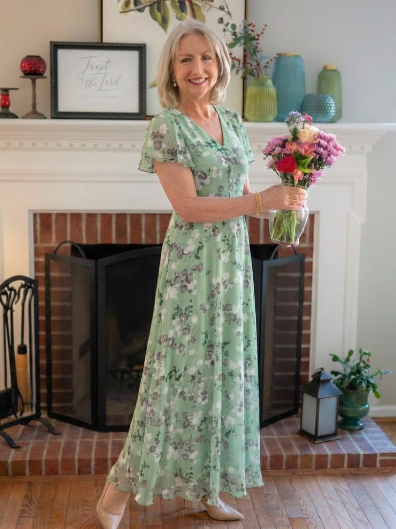 Kara Women's Maxi Dress | Lightweight Chiffon, Floral Design 7