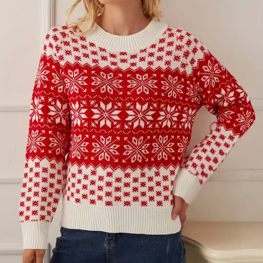 Karla Women's Christmas Sweater | 100% Acrylic, Ugly Christmas Sweater with Snowflake Design