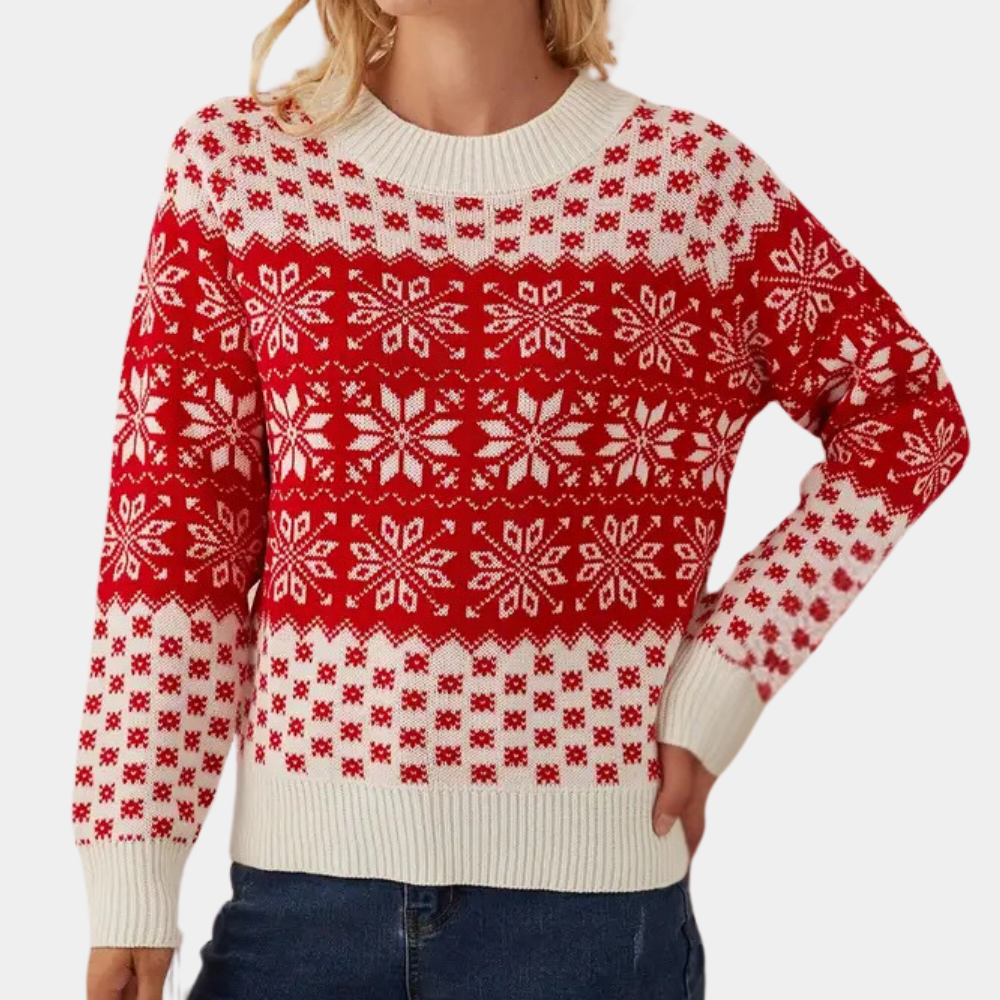 Karla Women's Christmas Sweater | 100% Acrylic, Ugly Christmas Sweater with Snowflake Design