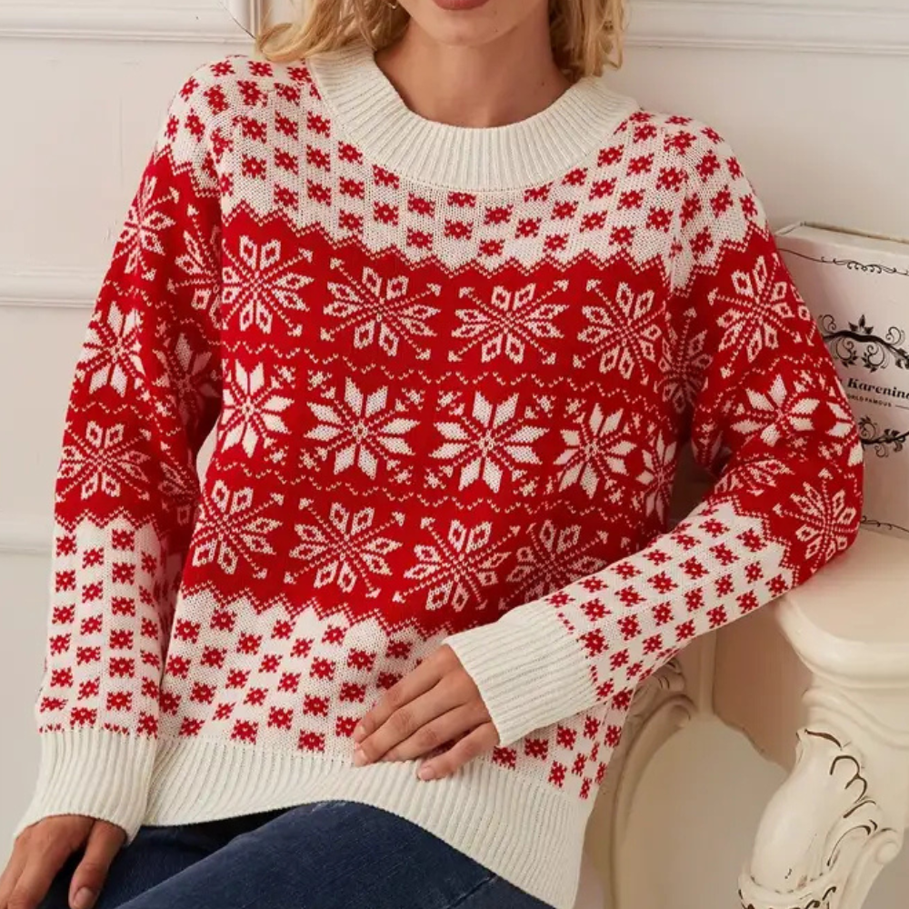 Karla Women's Christmas Sweater | 100% Acrylic, Ugly Christmas Sweater with Snowflake Design