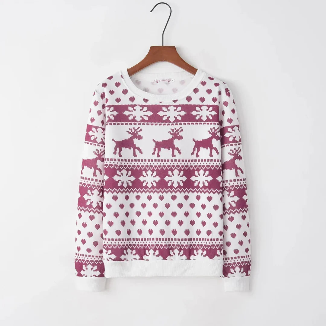 Kendra Women's Christmas Sweater | Knitted Fabric with Reindeer, Comfortable Fit