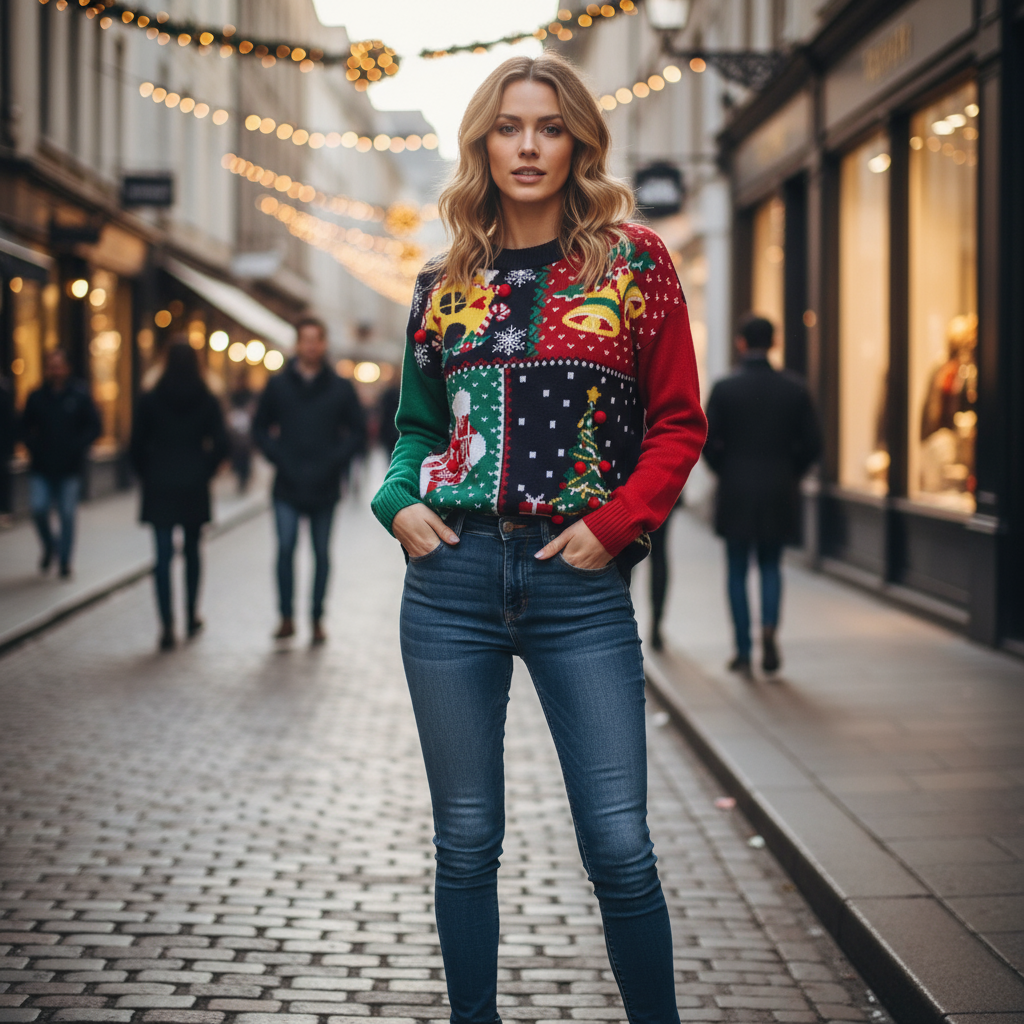 Kerry Women's Christmas Sweater | Soft Knitted Fabric, Round Neck