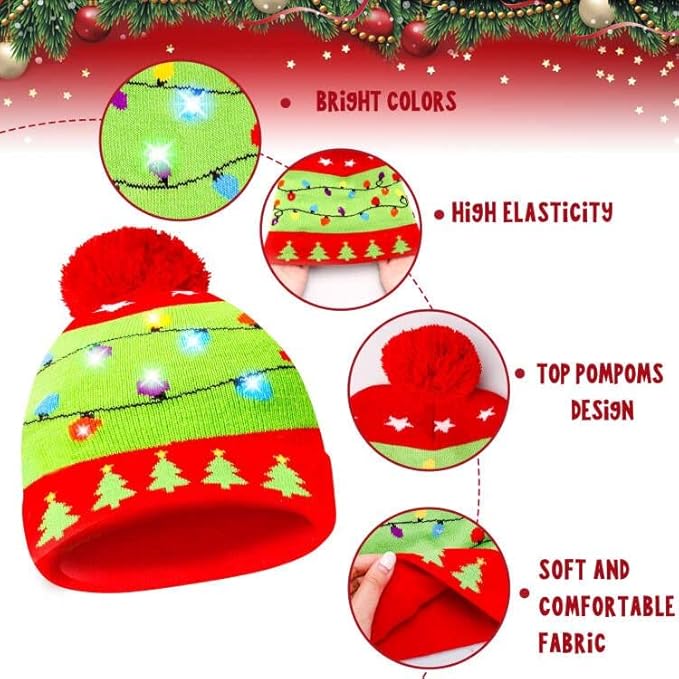 Christmas GlowWear Beanie Set | LED Lighting, Soft Knitting Material and Matching Socks