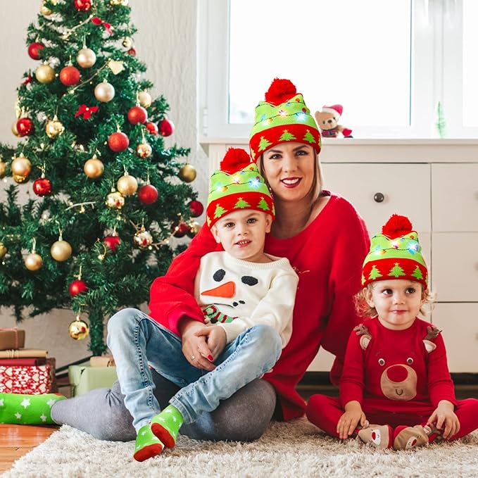 Christmas GlowWear Beanie Set | LED Lighting, Soft Knitting Material and Matching Socks