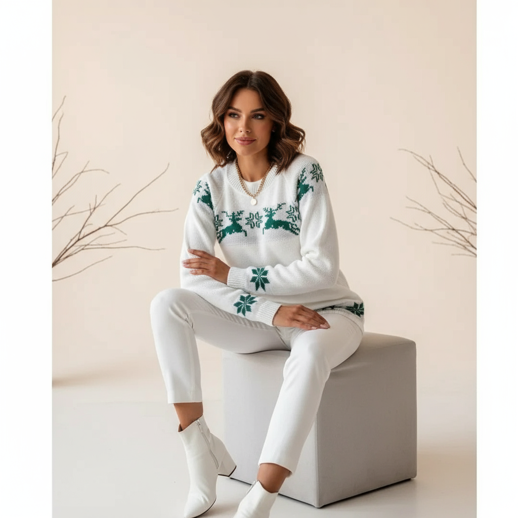 Kira Women's Christmas Sweater | 100% Acrylic, Comfortable Regular Fit and Festive Look