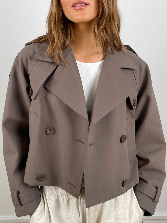 Kira Women's Trench Coat | Short Lightweight, Elegant Fit in Green