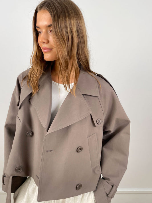 Kira Women's Trench Coat | Short Lightweight, Elegant Fit in Green