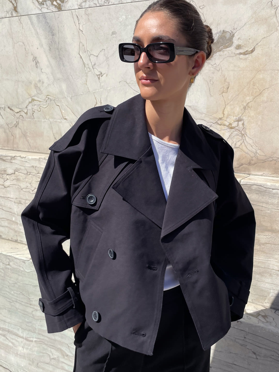 Kira Women's Trench Coat | Short Lightweight, Elegant Fit in Green