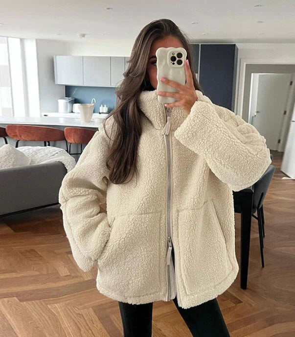 Lara Women's Wool Jacket | Cozy Lambswool, Oversized 0