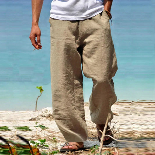 Levon Men's Linen Khaki Pants | Breathable Wide-Leg, Relaxed Fit 0
