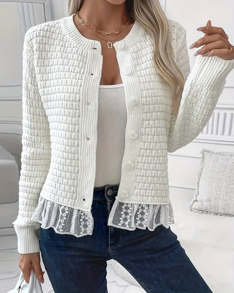 Lina Ladies Sweater | Long Sleeves with Lace Panels
