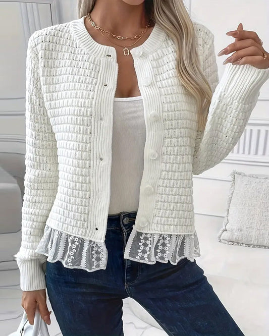 Lina Ladies Sweater | Long Sleeves with Lace Panels