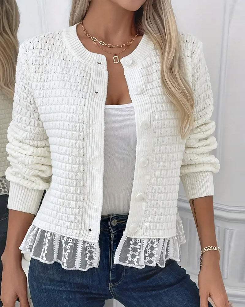 Lina Ladies Sweater | Long Sleeves with Lace Panels