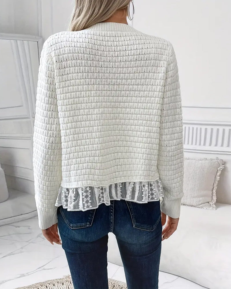 Lina Ladies Sweater | Long Sleeves with Lace Panels