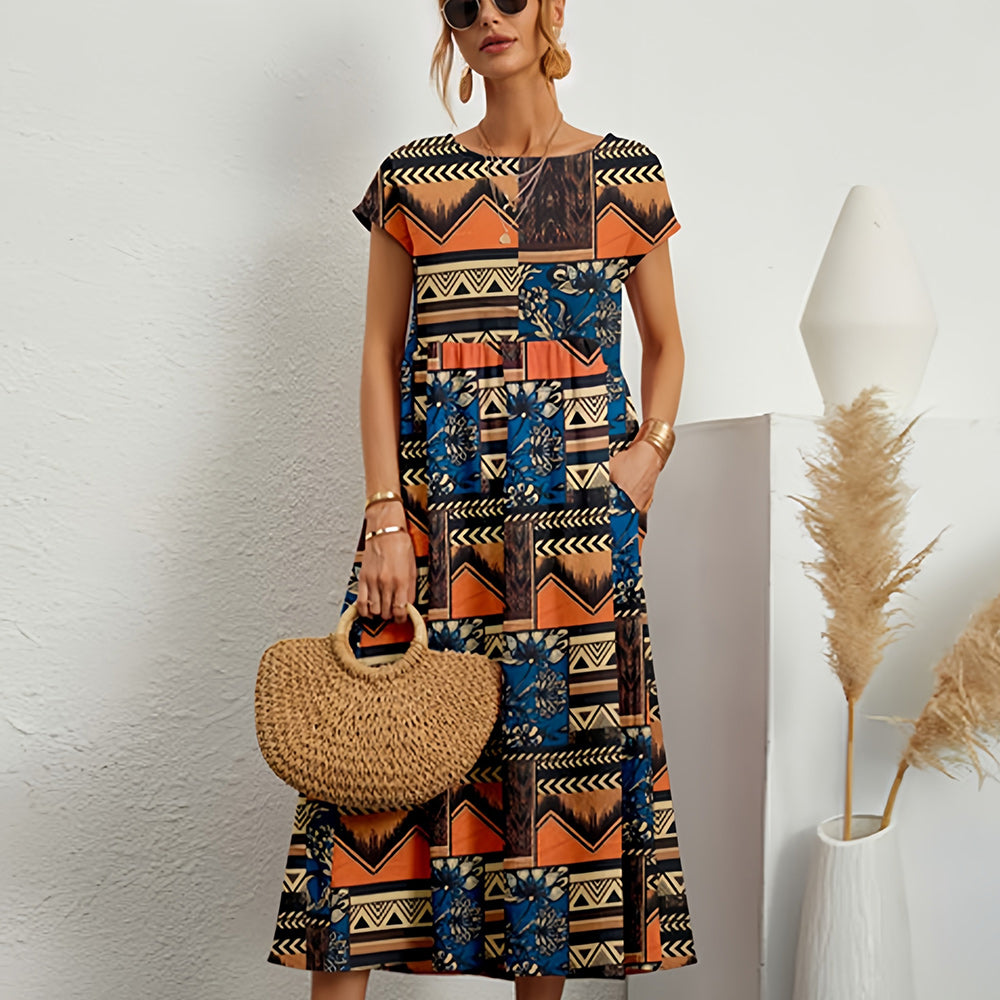 Lina Women's Midi Dress | Linen-Cotton Blend, Casual A-Line 7