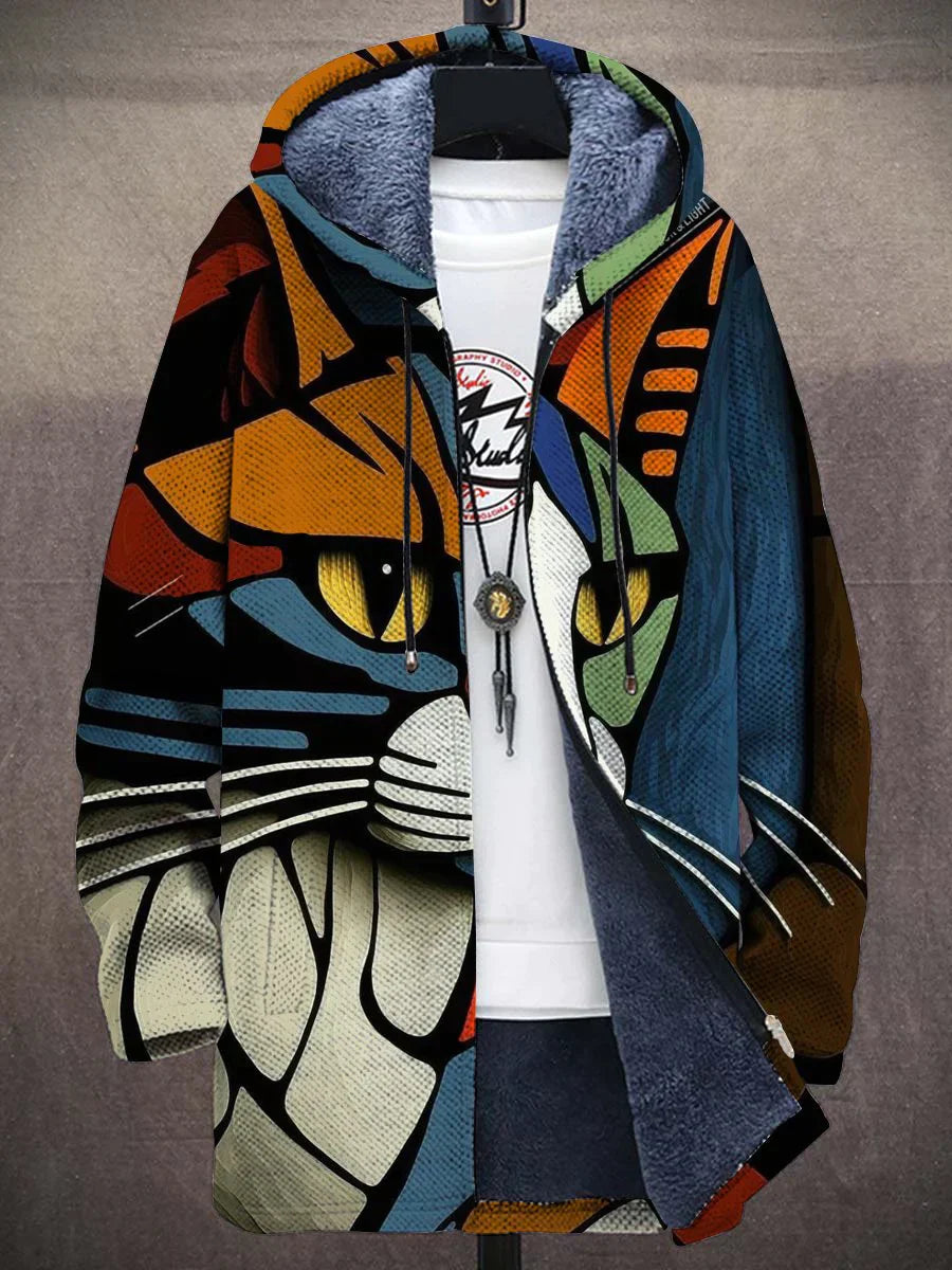 Liora Unisex Jacket | Abstract Cat Print, Plush Polar Fleece 0