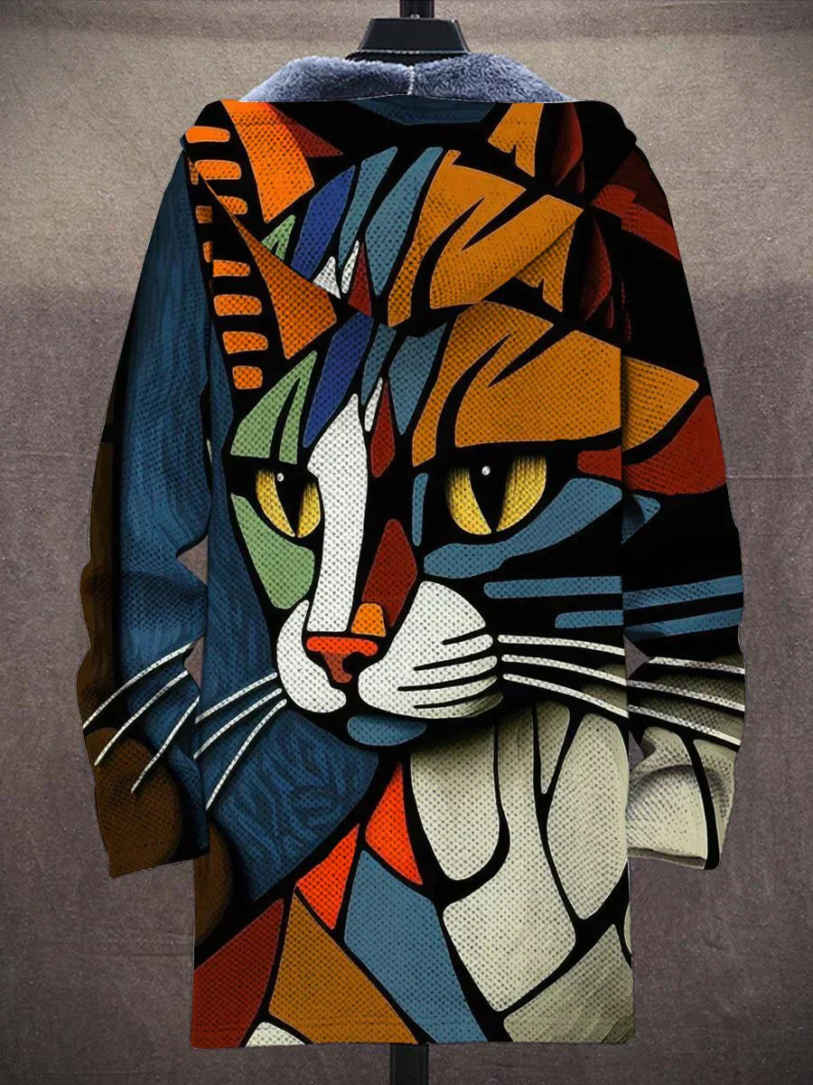 Liora Unisex Jacket | Abstract Cat Print, Plush Polar Fleece 1