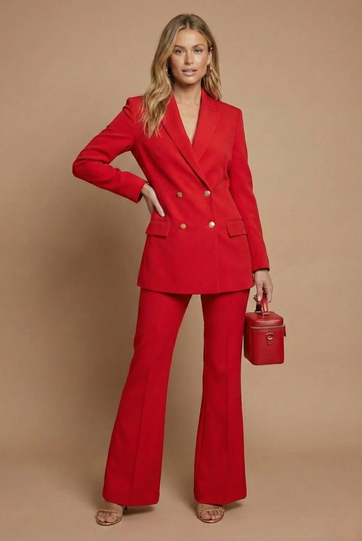 Liora Women's Blazer and Trouser Set | Double-Breasted, Gold Buttons 1