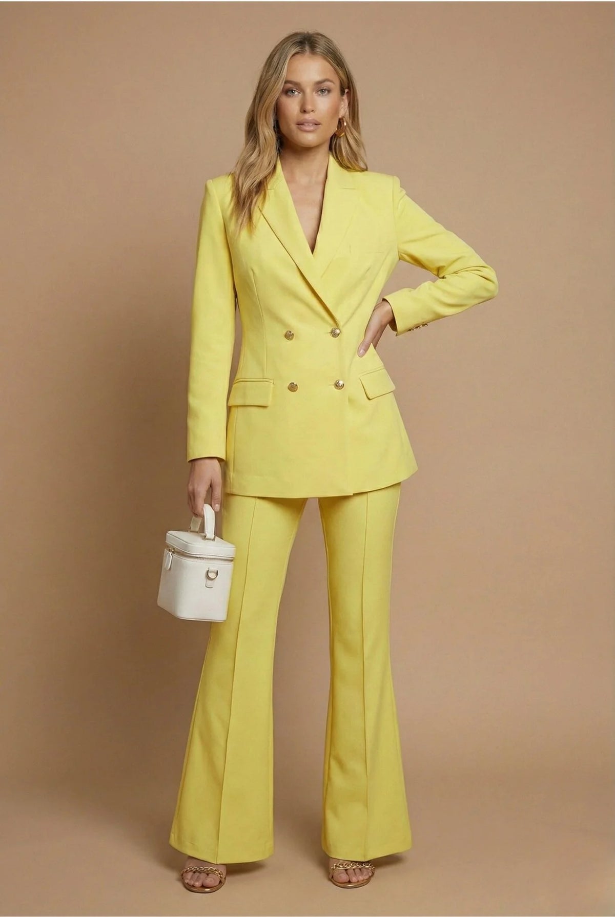Liora Women's Blazer and Trouser Set | Double-Breasted, Gold Buttons 4